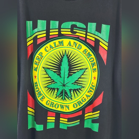 High Life Graphic T-Shirt with Leaf Design, sz XL (No Tag) - Picture 2 of 11